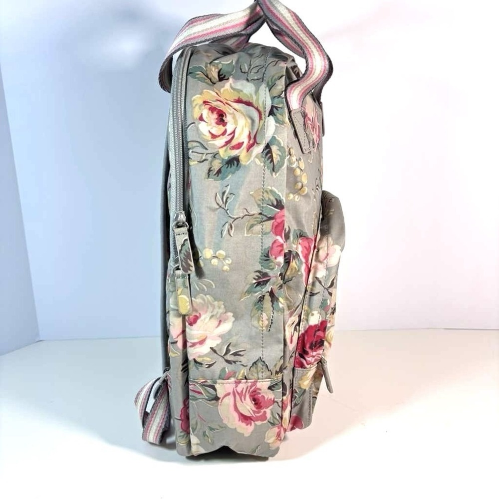 Cath Kidston Anemone Multi Pocket Backpack W/13" Travel Bag Rose Print Gray Pink - Picture 2 of 9